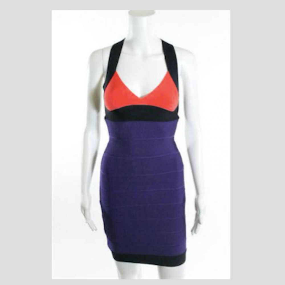 Herve Leger Colorblock Bandage Dress